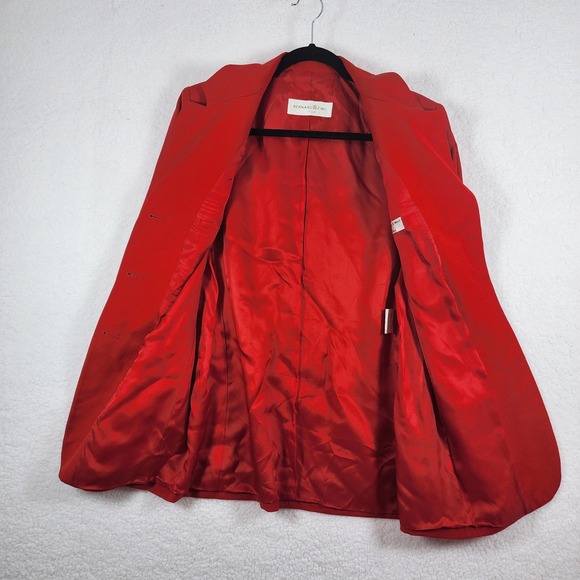 Vtg Bernard Zins Paris Women's Sz 8 Red Cashmere Wool Blazer Jacket Old Money - Picture 14 of 16